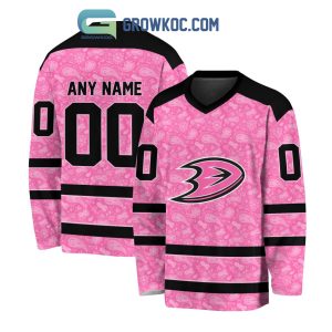 Anaheim Ducks NHL Special Pink Breast Cancer Hockey Jersey Long Sleeve