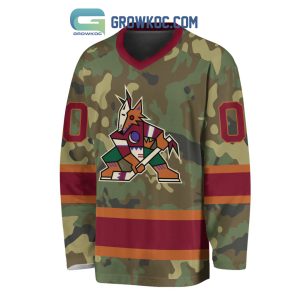 Arizona Coyotes Special Camo Veteran Design Personalized Hockey Jersey