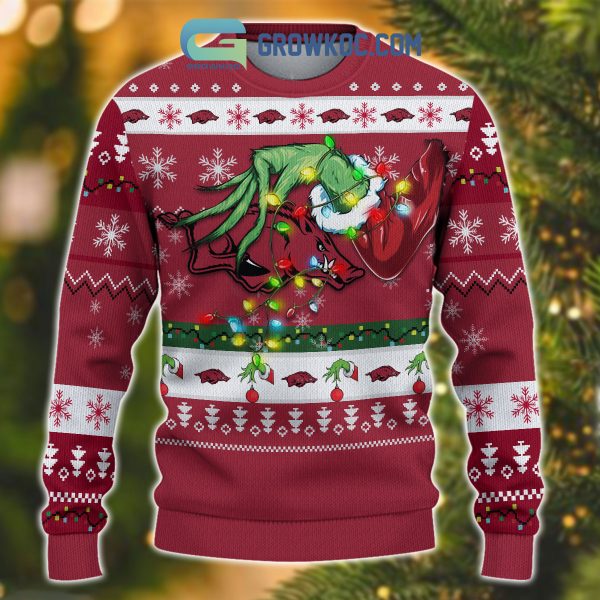 Arkansas Razorbacks NCAA Grinch Christmas Ugly Sweater