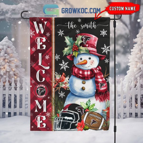 Atlanta Falcons Football Snowman Welcome Christmas Personalized House Gargen Flag