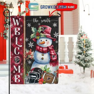 Atlanta Falcons Football Snowman Welcome Christmas Personalized House Gargen Flag