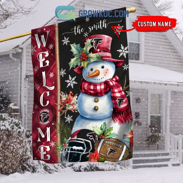 Atlanta Falcons Football Snowman Welcome Christmas Personalized House Gargen Flag