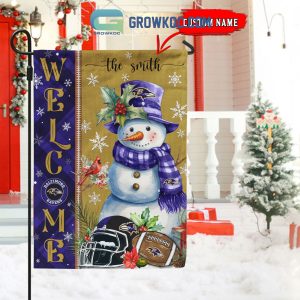 Baltimore Ravens Football Snowman Welcome Christmas Personalized House Gargen Flag