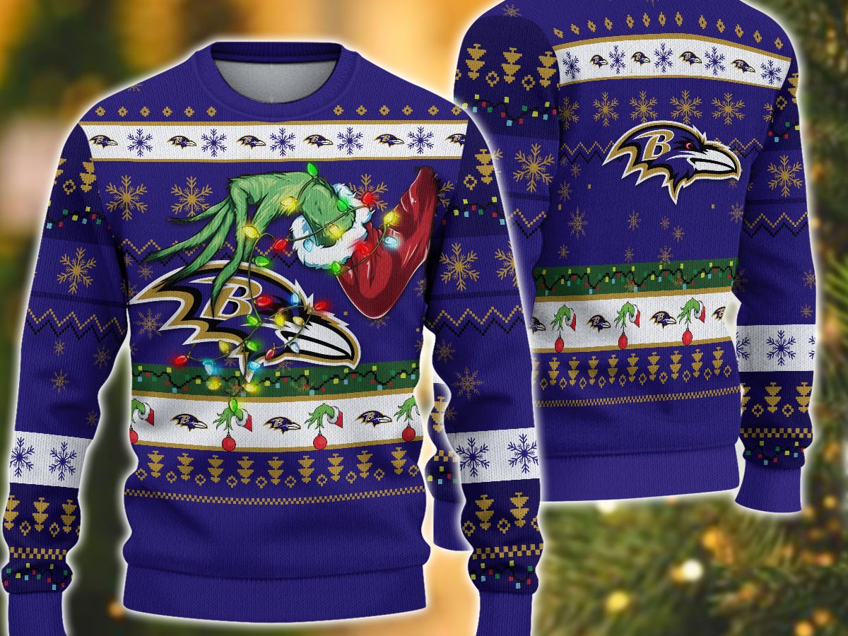 NFL Baltimore Ravens Thermos Ugly Christmas Sweater For Men And