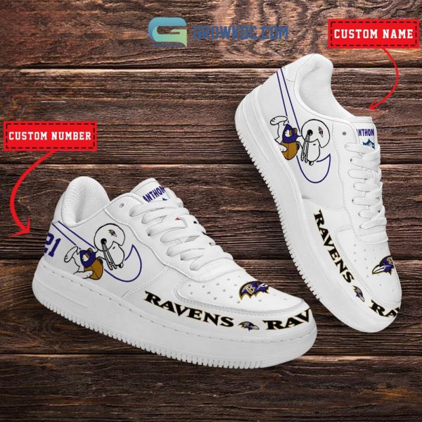 Baltimore Ravens NFL Snoopy Personalized Air Force 1 Low Top Shoes