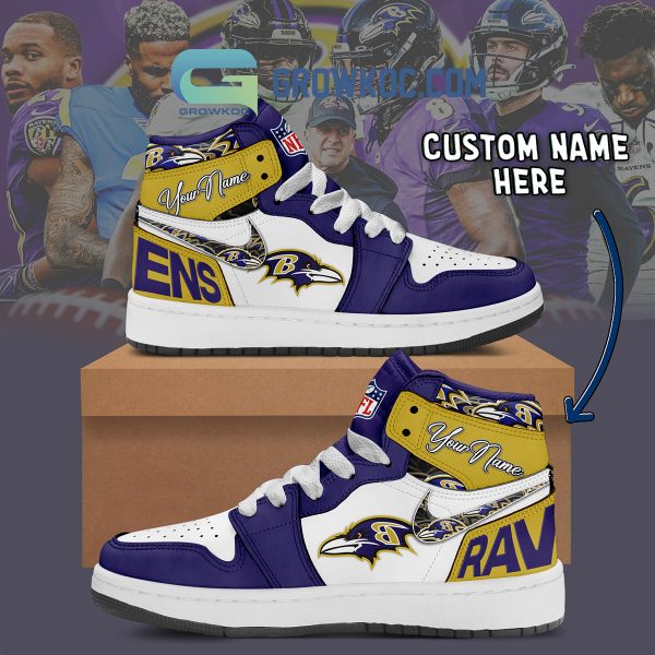 Baltimore Ravens Personalized Air Jordan 1 High Top Shoes Sneakers