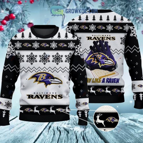 Baltimore Ravens Play Like A Raven Christmas Ugly Sweater