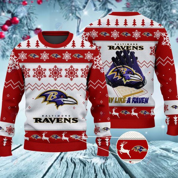 Baltimore Ravens Play Like A Raven Christmas Ugly Sweater