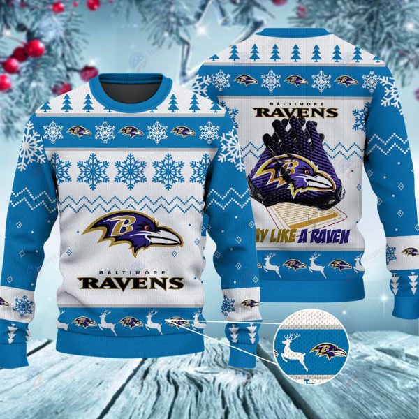 Baltimore Ravens Play Like A Raven Christmas Ugly Sweater