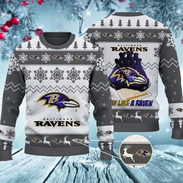 Baltimore Ravens Play Like A Raven Christmas Ugly Sweater