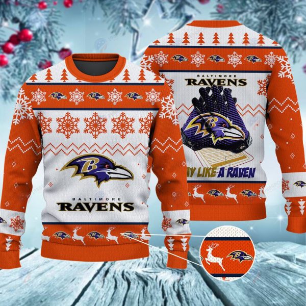 Baltimore Ravens Play Like A Raven Christmas Ugly Sweater