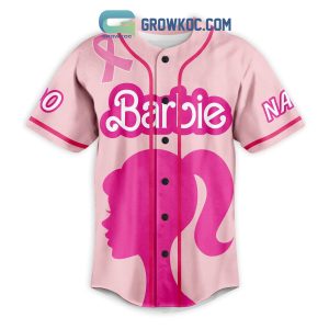 Barbie In October We Wear Pink Personalized Baseball Jersey