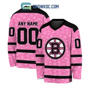 Boston Bruins NHL Special Pink Breast Cancer Hockey Jersey Long Sleeve