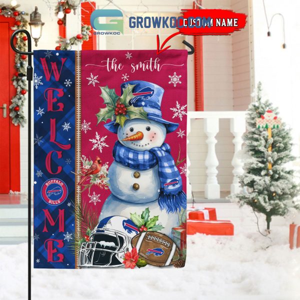 Buffalo Bills Football Snowman Welcome Christmas Personalized House Gargen Flag