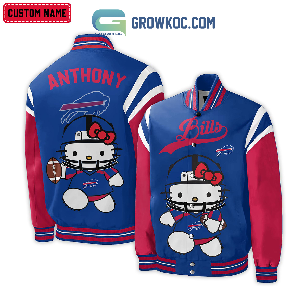 Buffalo Bills NFL Hello Kitty Personalized Baseball Jacket - Growkoc
