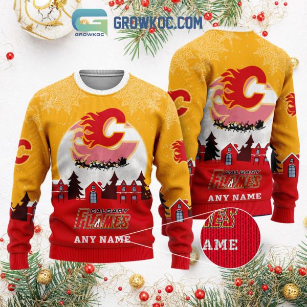 Calgary Flames NHL Merry Christmas Personalized Ugly Sweater