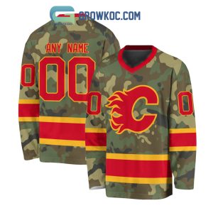 Calgary Flames Special Camo Veteran Design Personalized Hockey Jersey