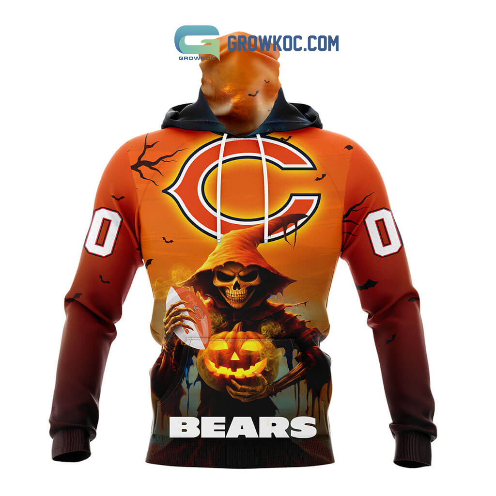 Custom Chicago Bears Men's Orange Name & Number Logo Long Sleeve T-Shirt 