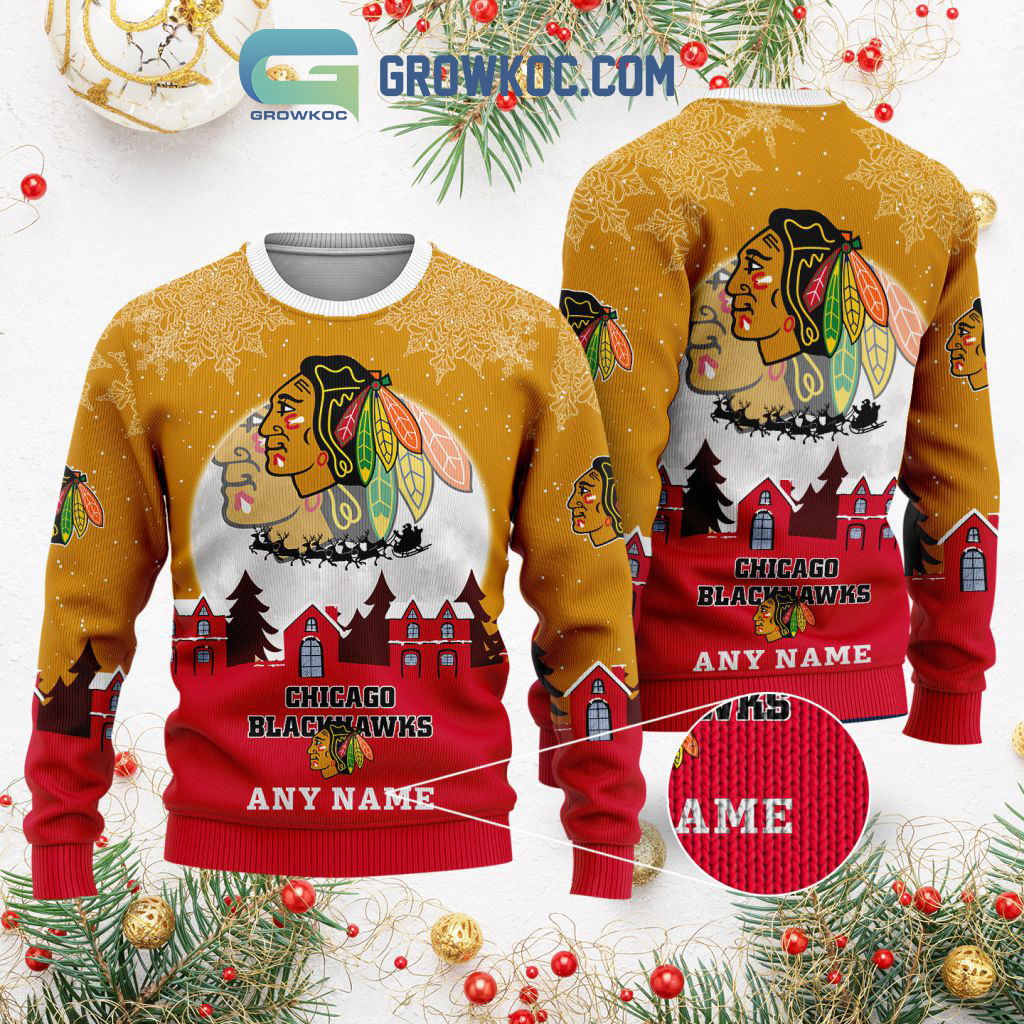 Chicago Blackhawks NHL Merry Christmas Personalized Ugly Sweater