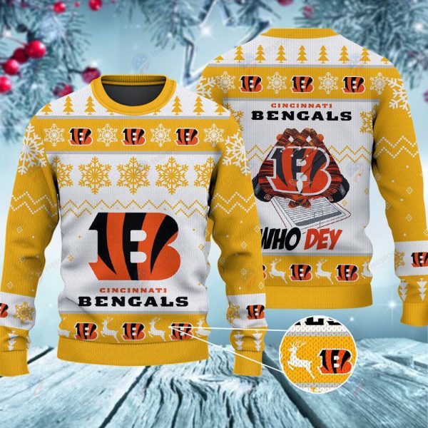 Cincinnati Bengals Who Dey Christmas Ugly Sweater