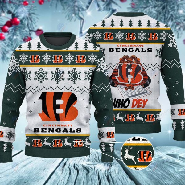 Cincinnati Bengals Who Dey Christmas Ugly Sweater