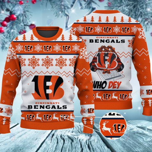 Cincinnati Bengals Who Dey Christmas Ugly Sweater