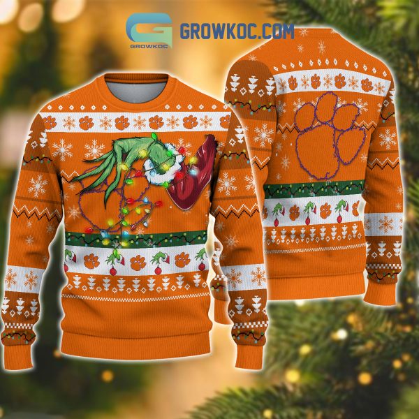 Clemson Tigers NCAA Grinch Christmas Ugly Sweater