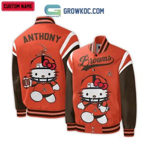 Cleveland Browns NFL Hello Kitty Personalized Baseball Jacket