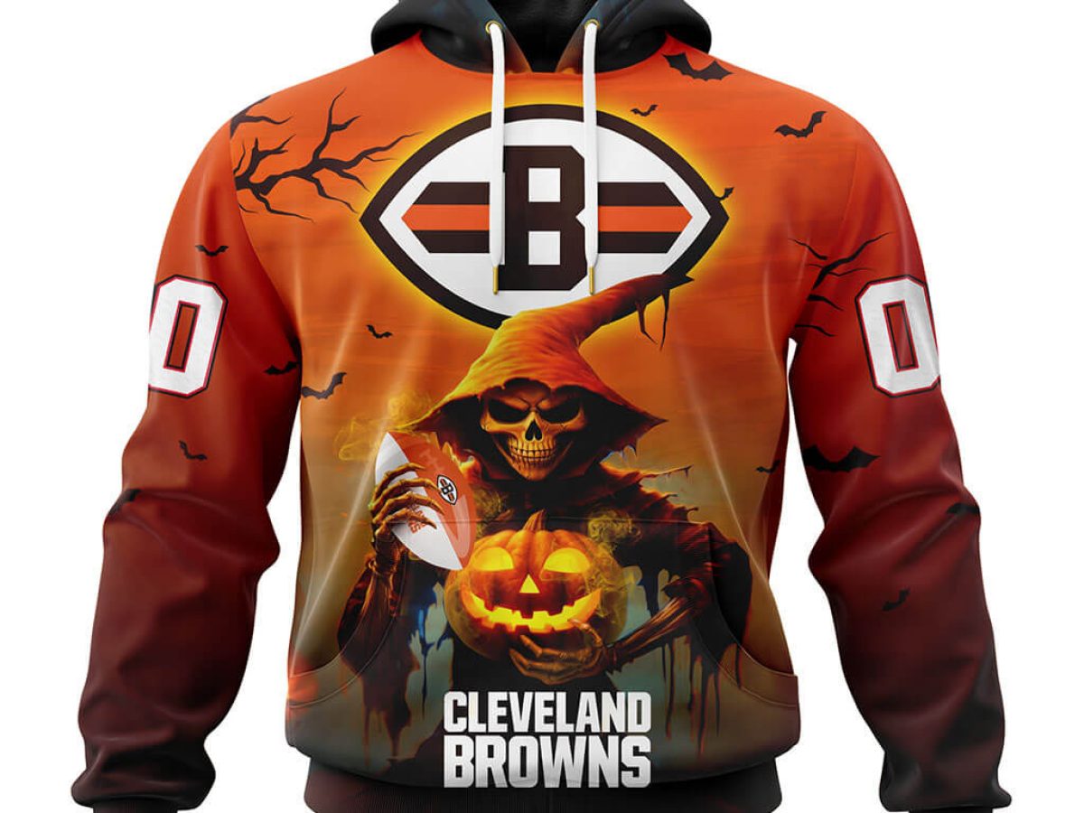 Cleveland Browns Skull 3D Hoodie All Over Print Cleveland Browns Gifts For  Him - T-shirts Low Price