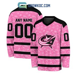 Columbus Blue Jackets NHL Special Pink Breast Cancer Hockey Jersey Long Sleeve