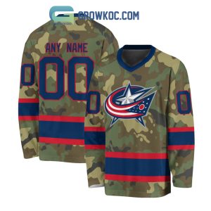 Columbus Blue Jackets Special Camo Veteran Design Personalized Hockey Jersey