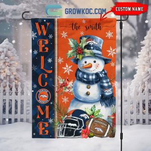 Denver Broncos Football Snowman Welcome Christmas Personalized House Gargen Flag