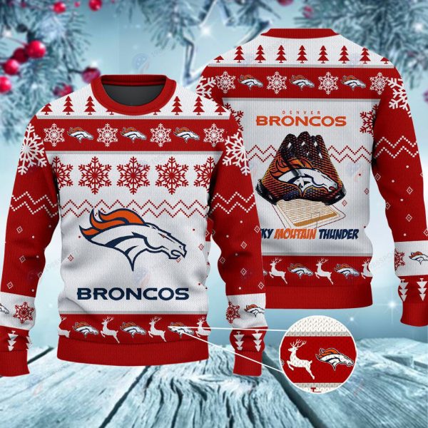 Denver Broncos Rocky Mountain Thunder Christmas Ugly Sweater