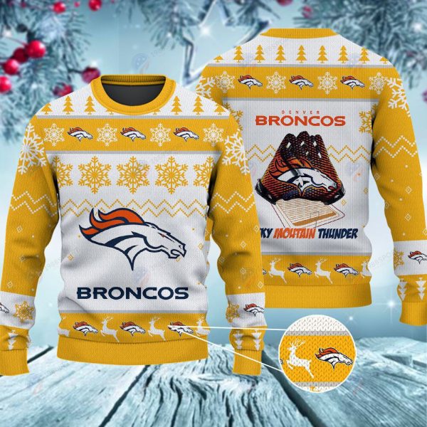 Denver Broncos Rocky Mountain Thunder Christmas Ugly Sweater