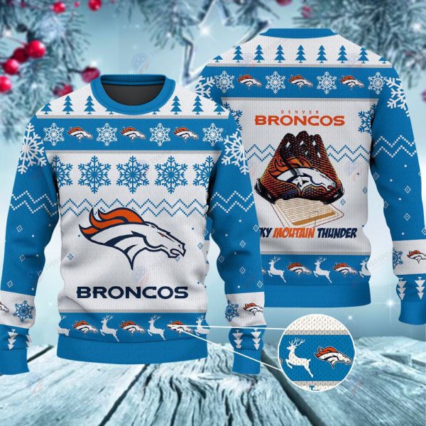 Denver Broncos Rocky Mountain Thunder Christmas Ugly Sweater