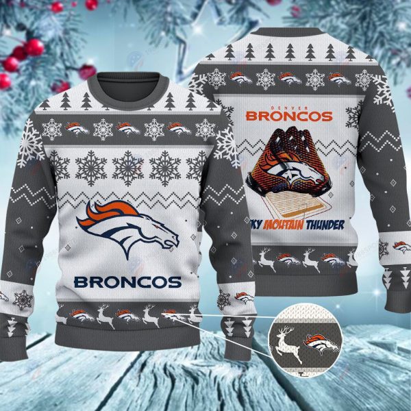 Denver Broncos Rocky Mountain Thunder Christmas Ugly Sweater