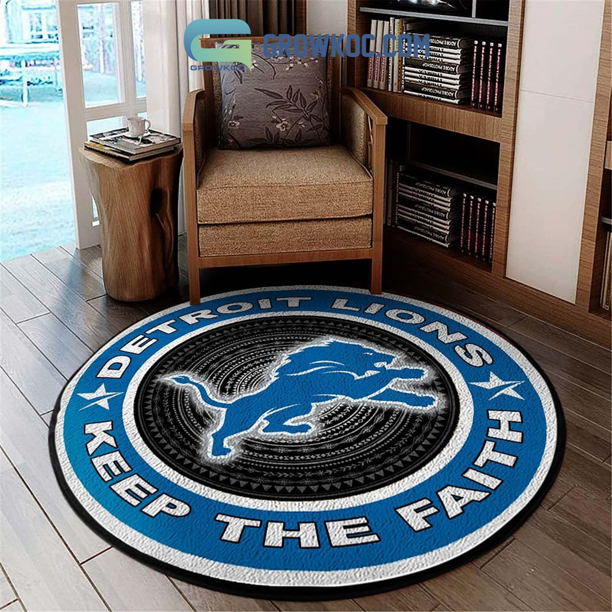 Detroit Lions Keep The Faith Round Rug Carpet - Growkoc