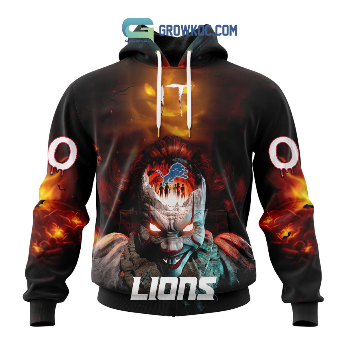 Detroit Lions Scary Face Halloween Jersey Hoodie, T-shirt - Tagotee