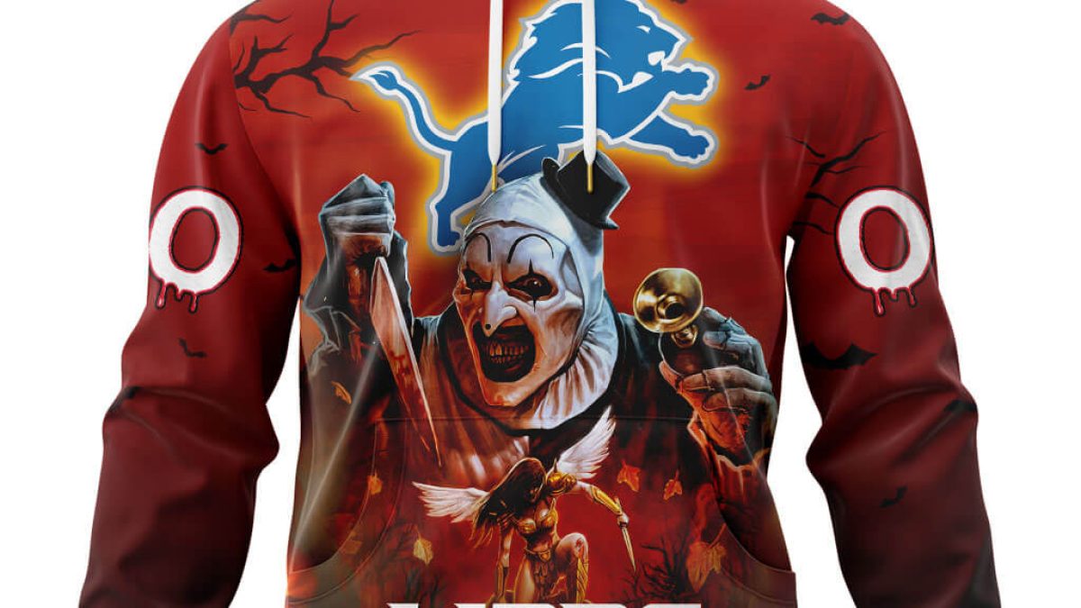 Detroit Lions Halloween Horror Characters All Printed Lightweight Hoodie