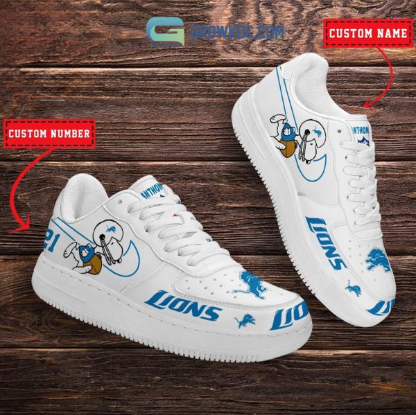 Lions Air Force One Custom Shoes. Detroit. Football. Mens 