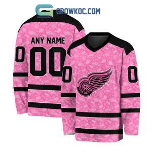Detroit Red Wings NHL Special Pink Breast Cancer Hockey Jersey Long Sleeve