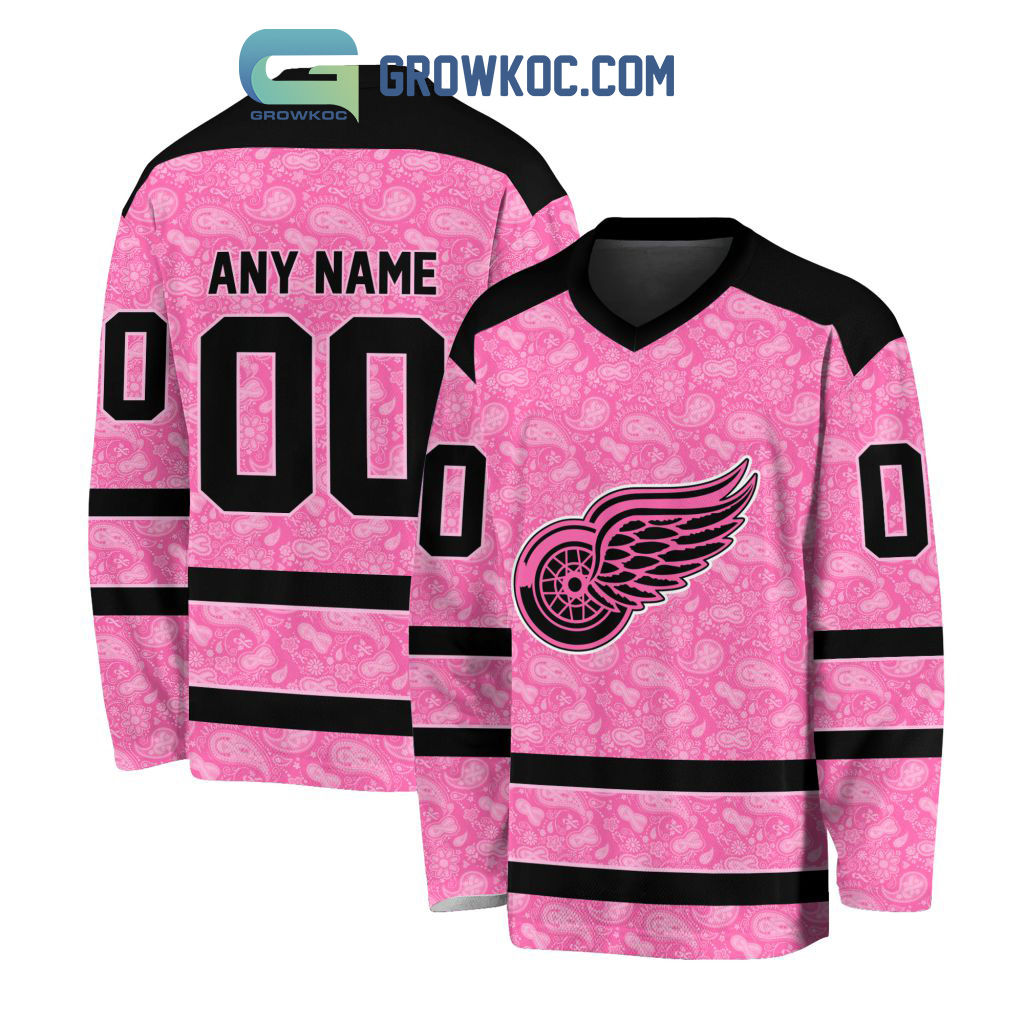 Detroit Red Wings NHL Special Pink Breast Cancer Hockey Jersey Long Sleeve  - Growkoc