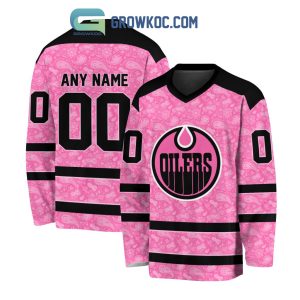 Edmonton Oilers NHL Special Pink Breast Cancer Hockey Jersey Long Sleeve