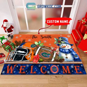 Florida Gators Snowman Welcome Christmas Football Personalized Doormat
