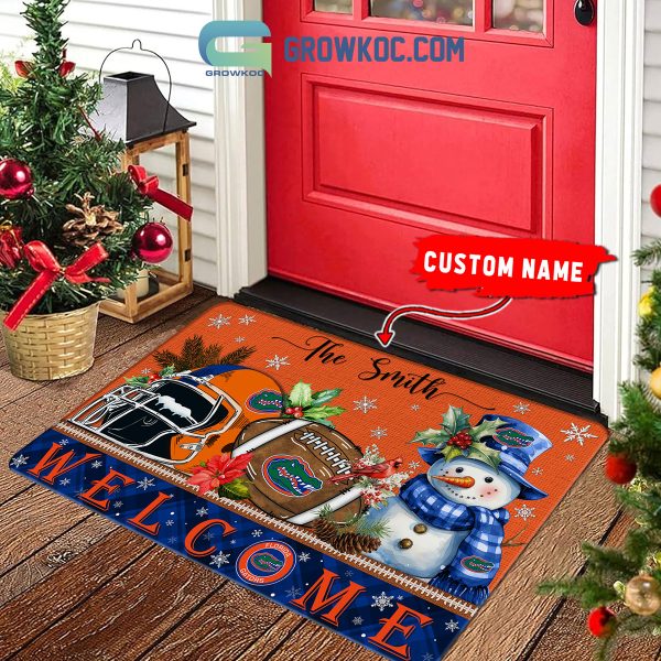 Florida Gators Snowman Welcome Christmas Football Personalized Doormat