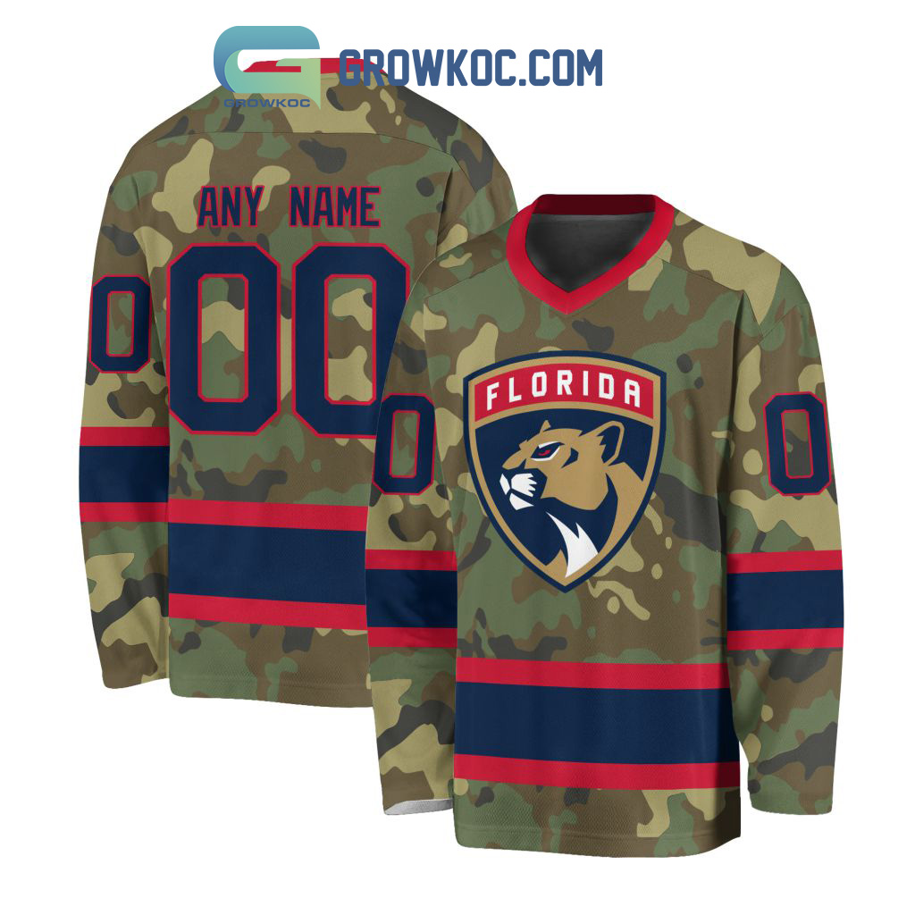 Florida Panthers Special Camo Veteran Design Personalized Hockey Jersey