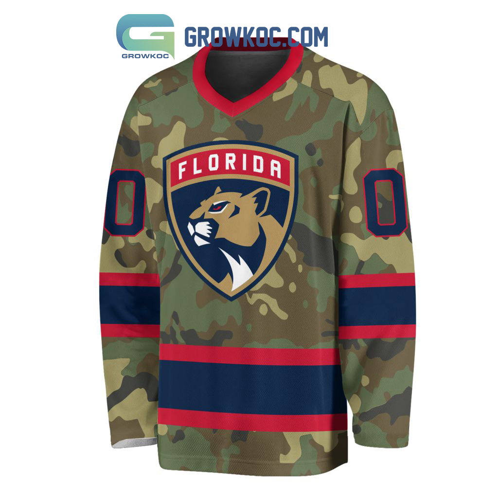 Florida Panthers Special Camo Veteran Design Personalized Hockey Jersey