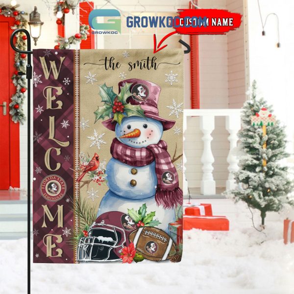 Florida State Seminoles Football Snowman Welcome Christmas House Garden Flag