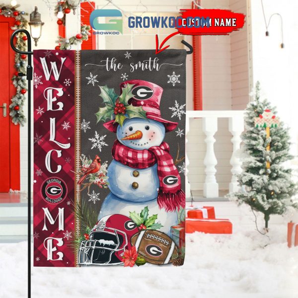 Georgia Bulldogs Football Snowman Welcome Christmas House Garden Flag