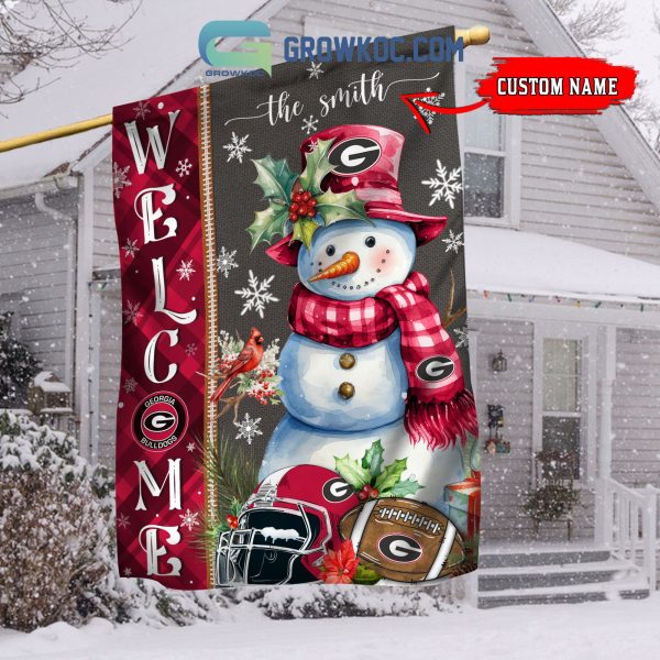 Georgia Bulldogs Football Snowman Welcome Christmas House Garden Flag